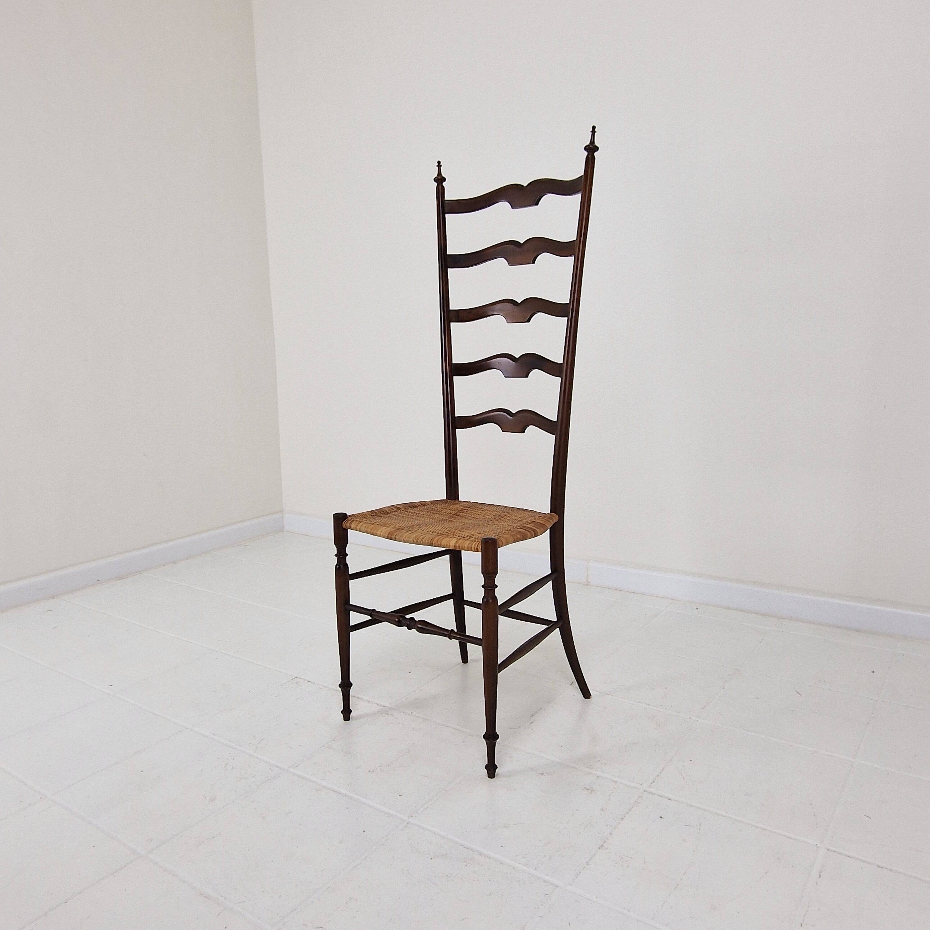 Mid Century High Back Chiavari Ladder Chair, Italy 1950's