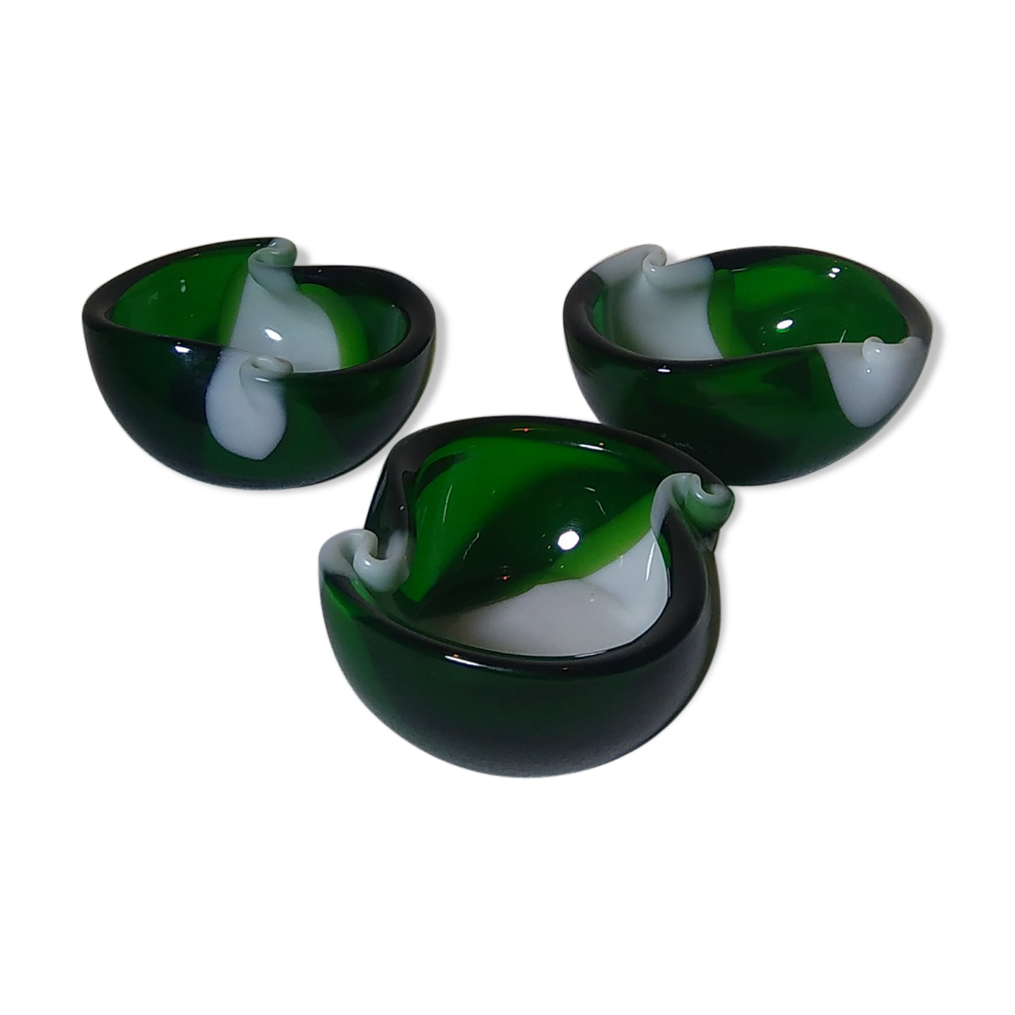 Series of three vacuum-pocket in early 1970s murano glass