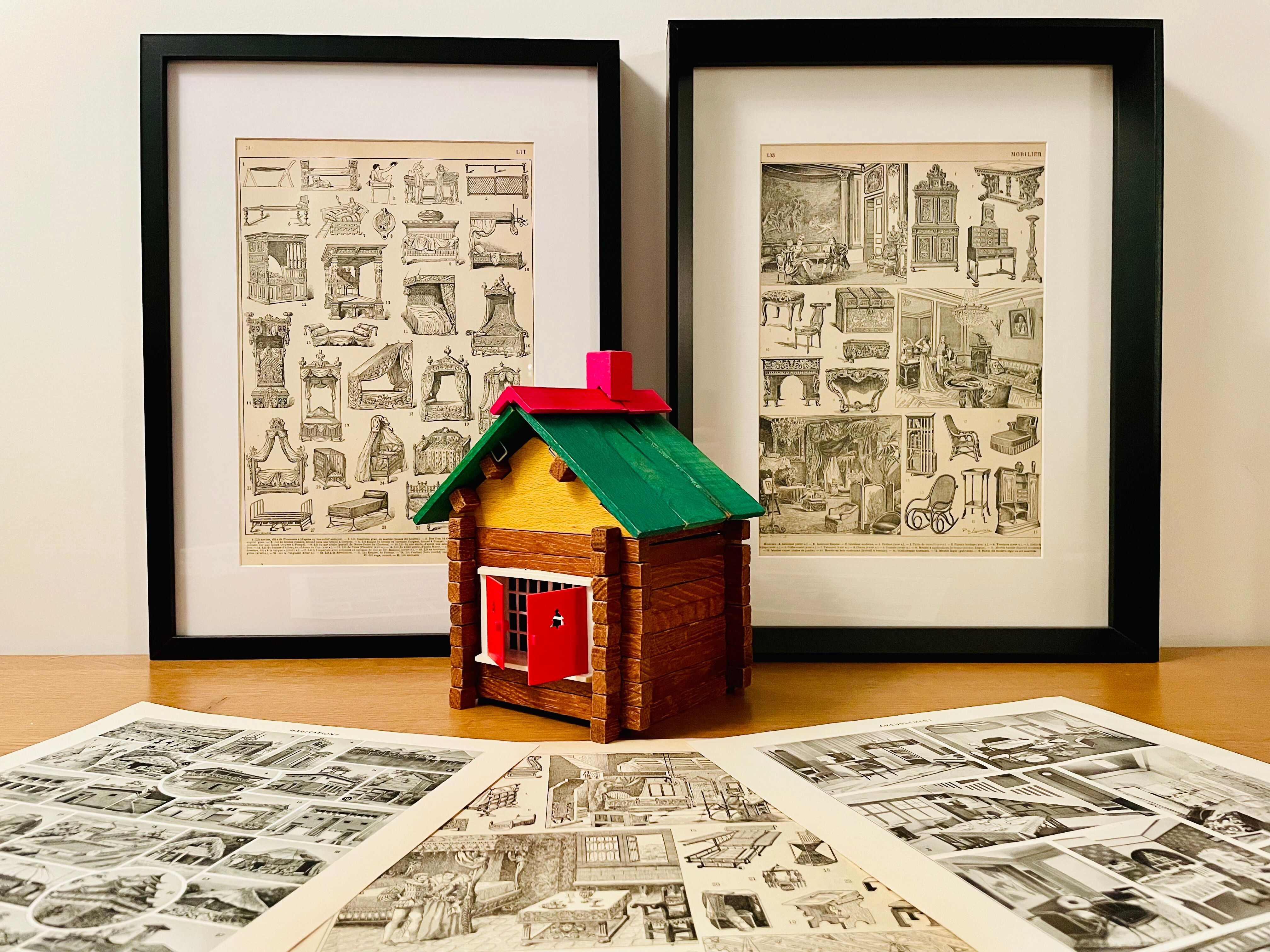 Lithograph engraving on the architecture of 1928