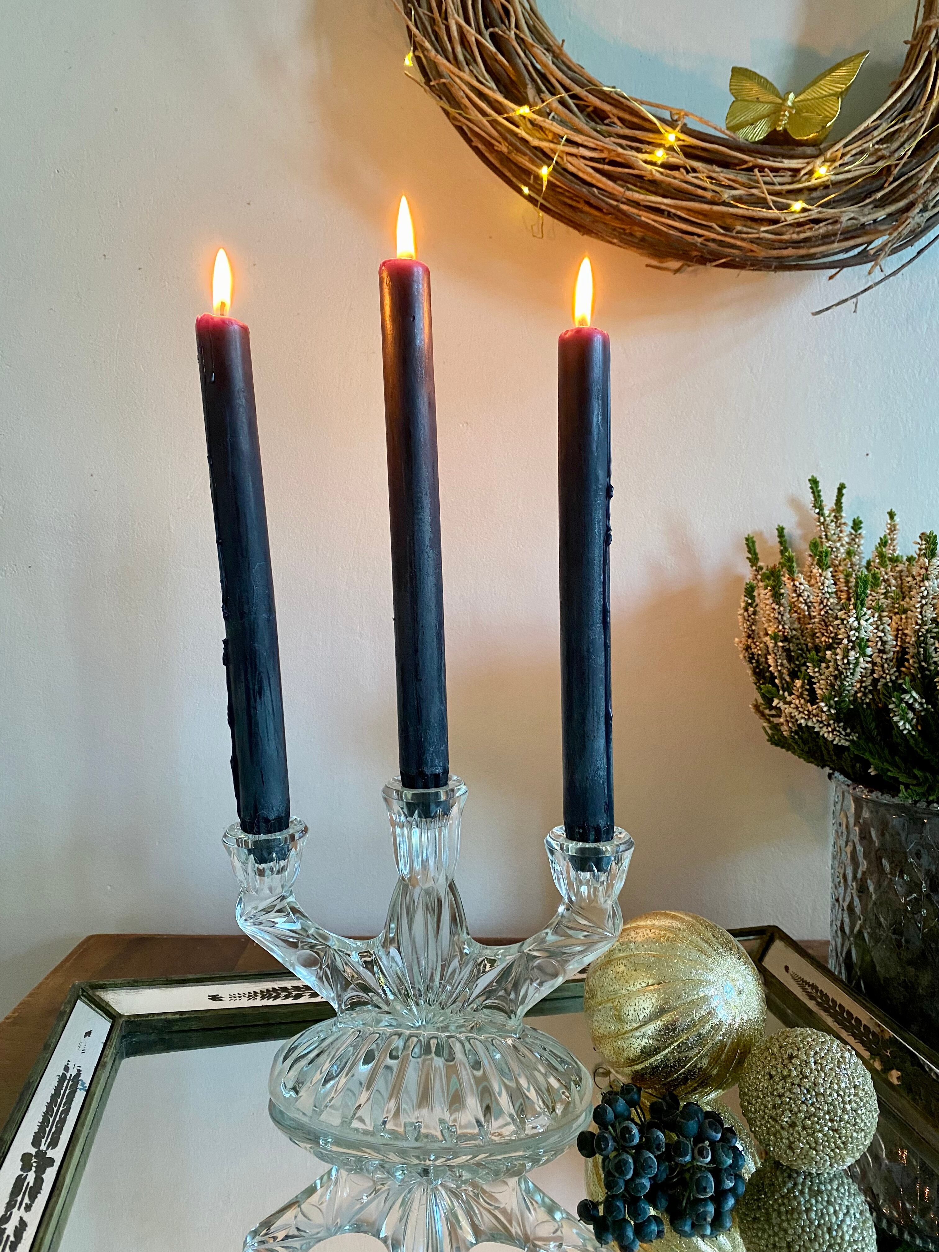 3-spoke glass candle holder