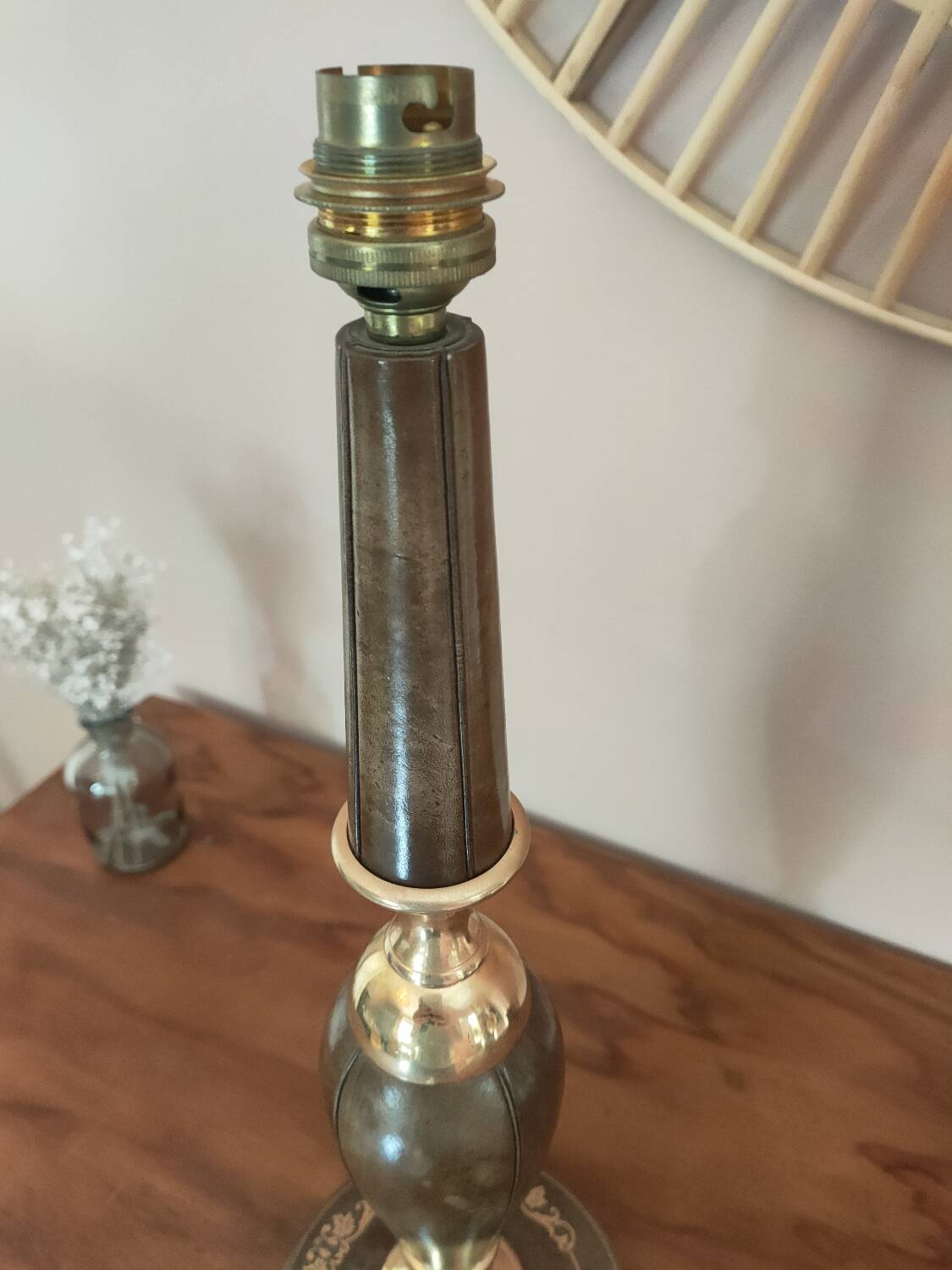 Le Tanneur leather and brass desk lamp