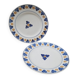 Pair of indigo and saffron flat plates
