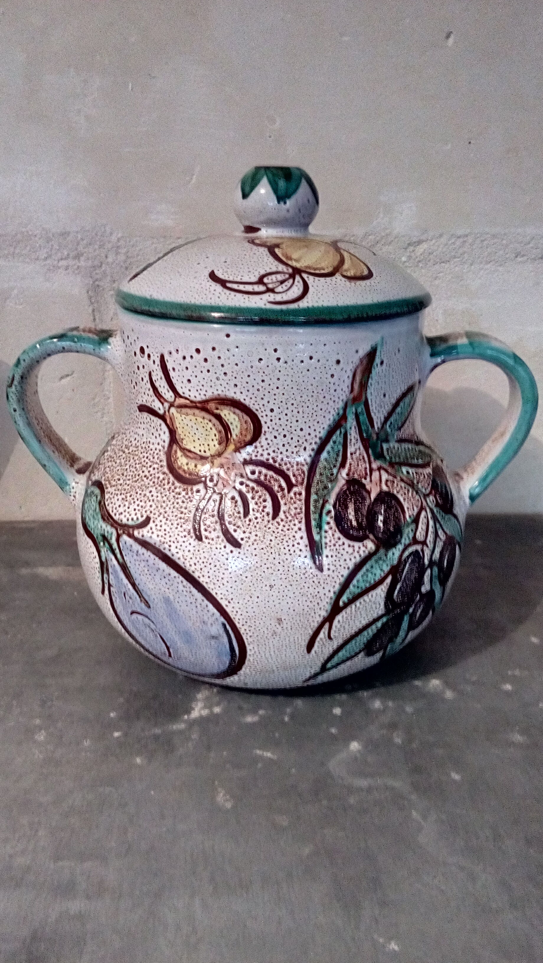 Pot couvert Vallauris décor provençal Selency