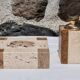 Travertine smoker's set, lighter and ashtray