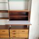 Large Scandinavian wall-mounted wood and aluminum bookcase circa 1960