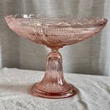 Bayel pink molded glass compote bowl art deco cut