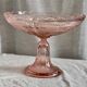 Bayel pink molded glass compote bowl art deco cut