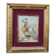 Antique 19th century wood panel, signed oil painting, popular scene