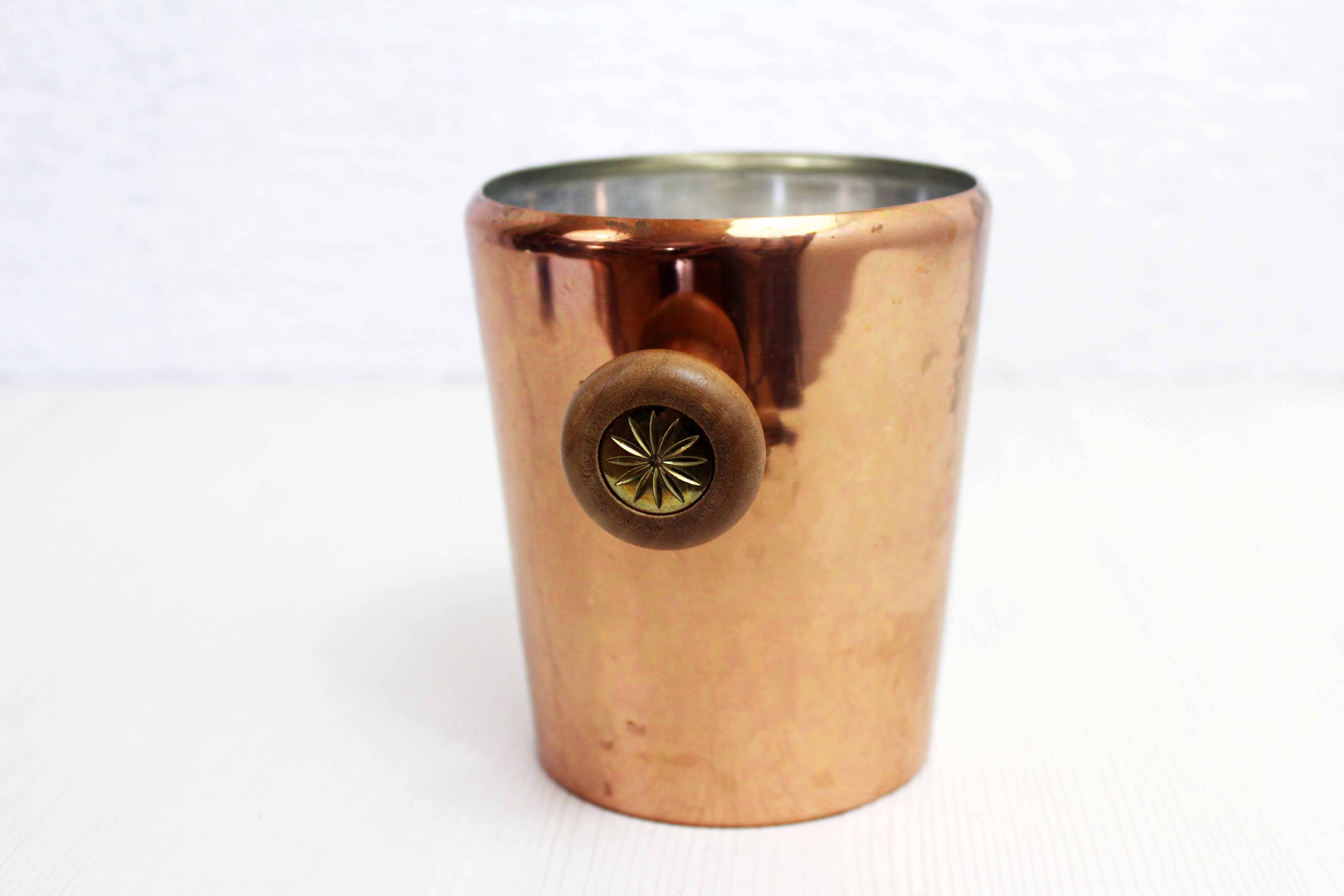Small copper and teak ice bucket