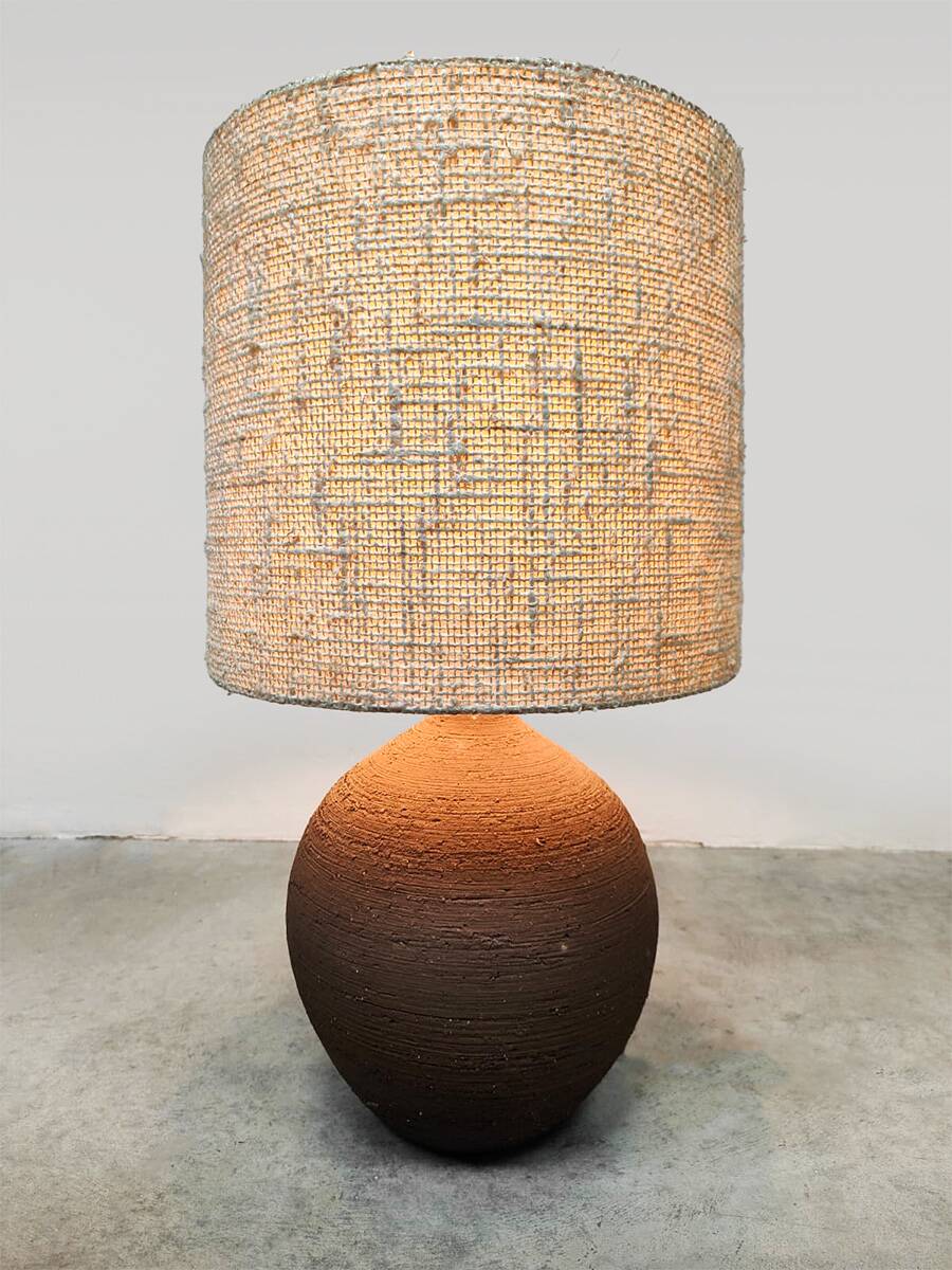 Vintage ceramic table lamp XL 'earth tones'