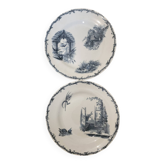 2 assiettes plates terre de fer