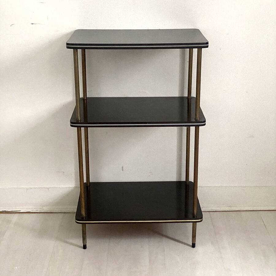 Table d'appoint en laiton et mélaminé, années 50's