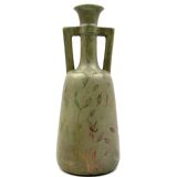 Art Deco green iridescent vase, Montieres France 1930s