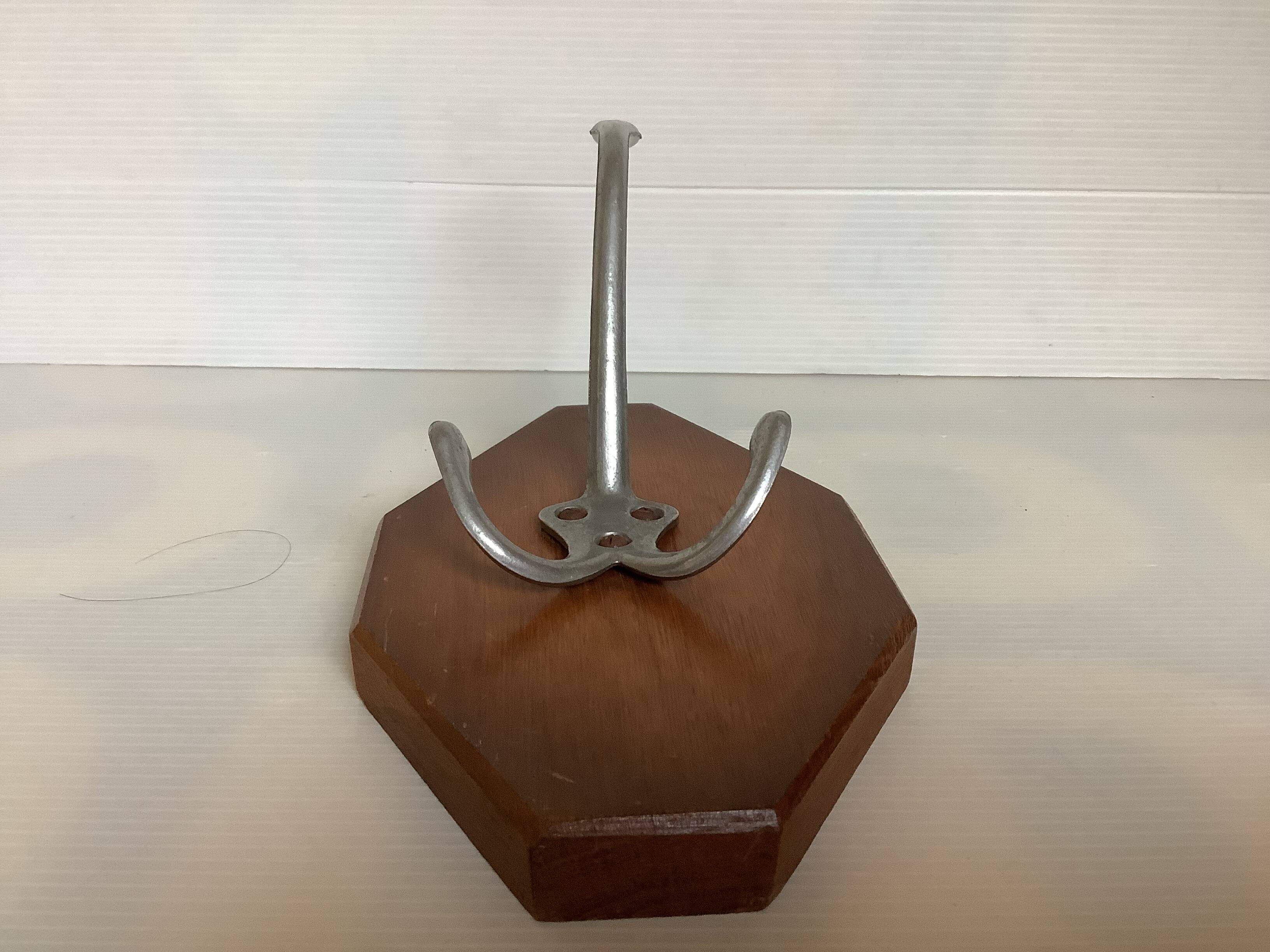 Old double wooden metal coat hook