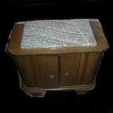 Oak and marble bedside table