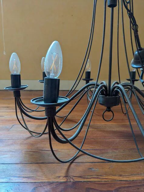 Lustre with 8 wrought iron branches