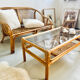 Coffee table 1960s/70s - smoked glass / bamboo / rattan / wicker