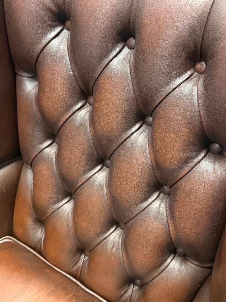 Brown Leather Chesterfield Wing Chair