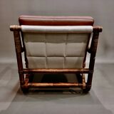 1950 rattan and leather armchair