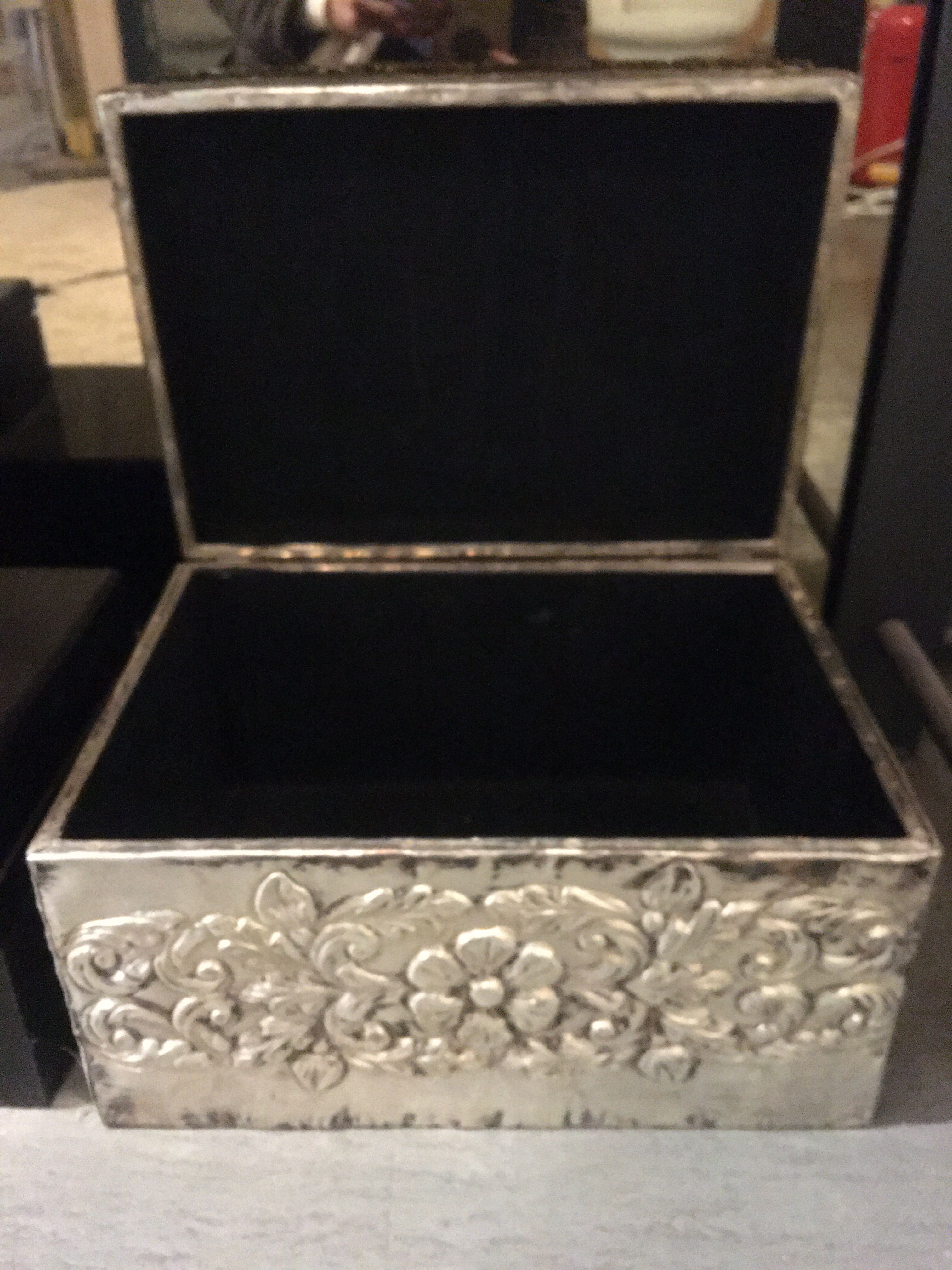 Decorated hammered metal box