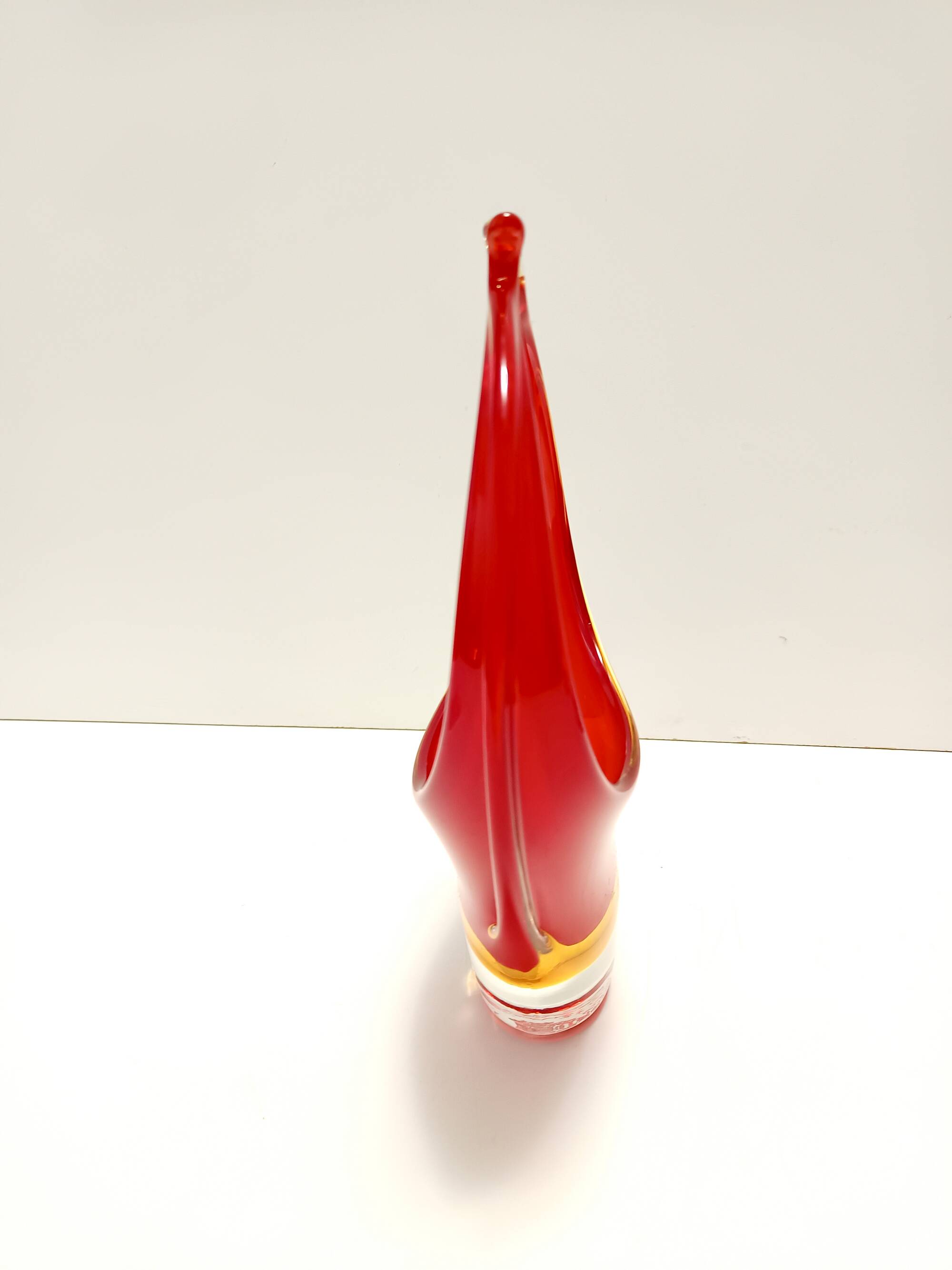 Red and Yellow Sommerso Murano Glass Vase attr. to Flavio Poli, Italy