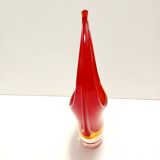 Red and Yellow Sommerso Murano Glass Vase attr. to Flavio Poli, Italy