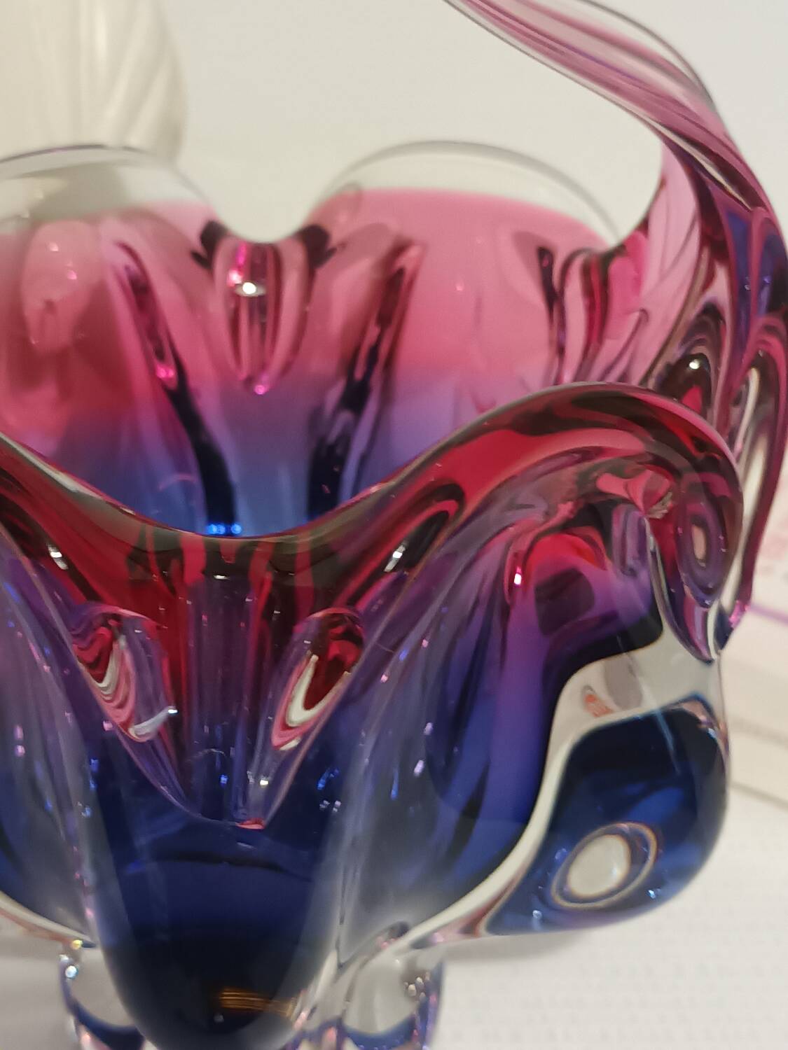 Czech Art glass trinket dish, mid-20th century