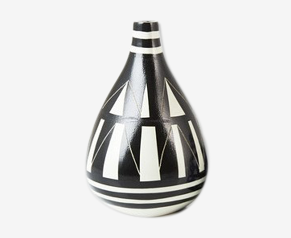 Vase en céramique émaillée, diagonal Series, par Karin Björquist pour Gustavsberg, Suède 1950