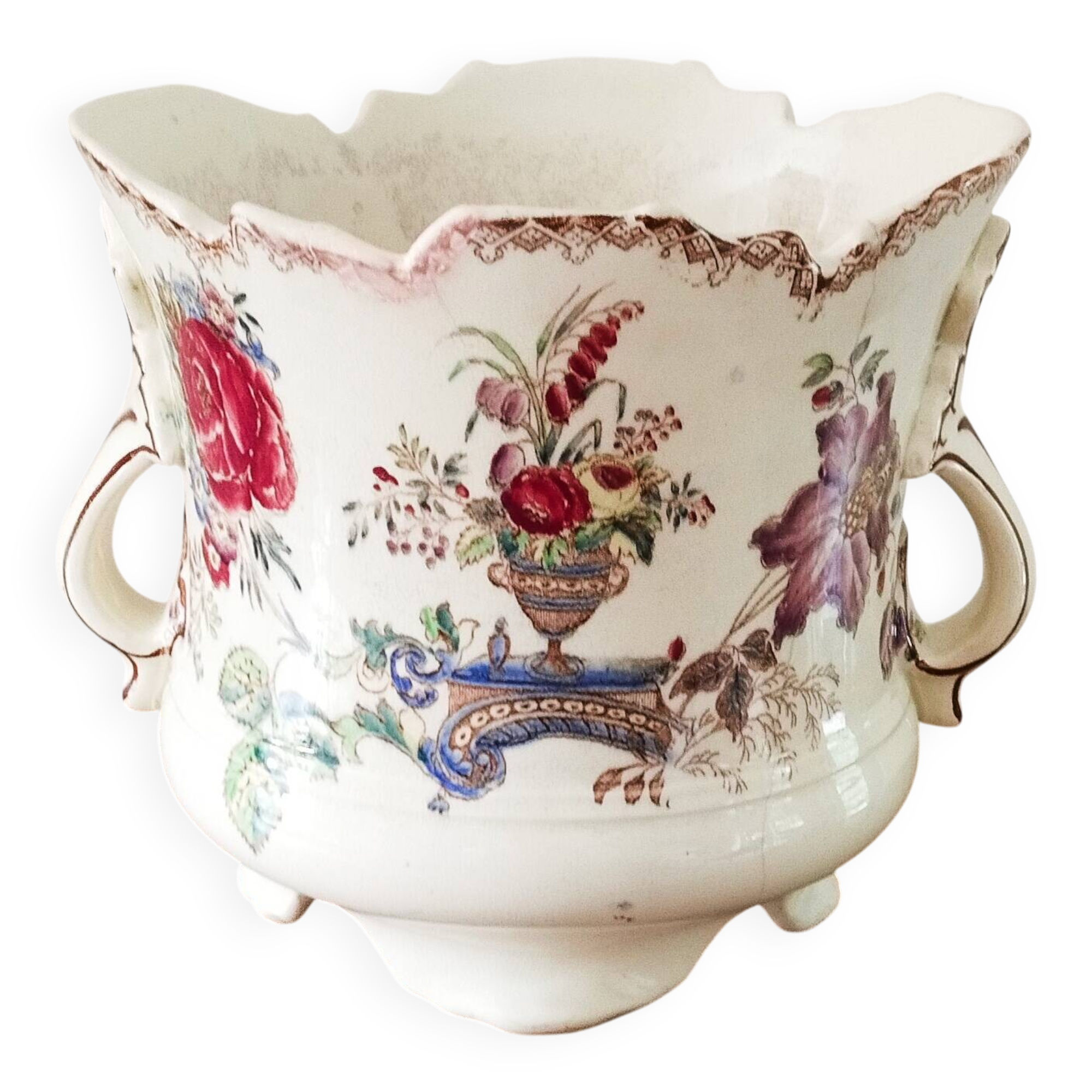 Flowerpot or planter, bowl, earthenware centerpiece