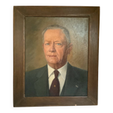 Large portrait painting of a man, oil on canvas, signed.