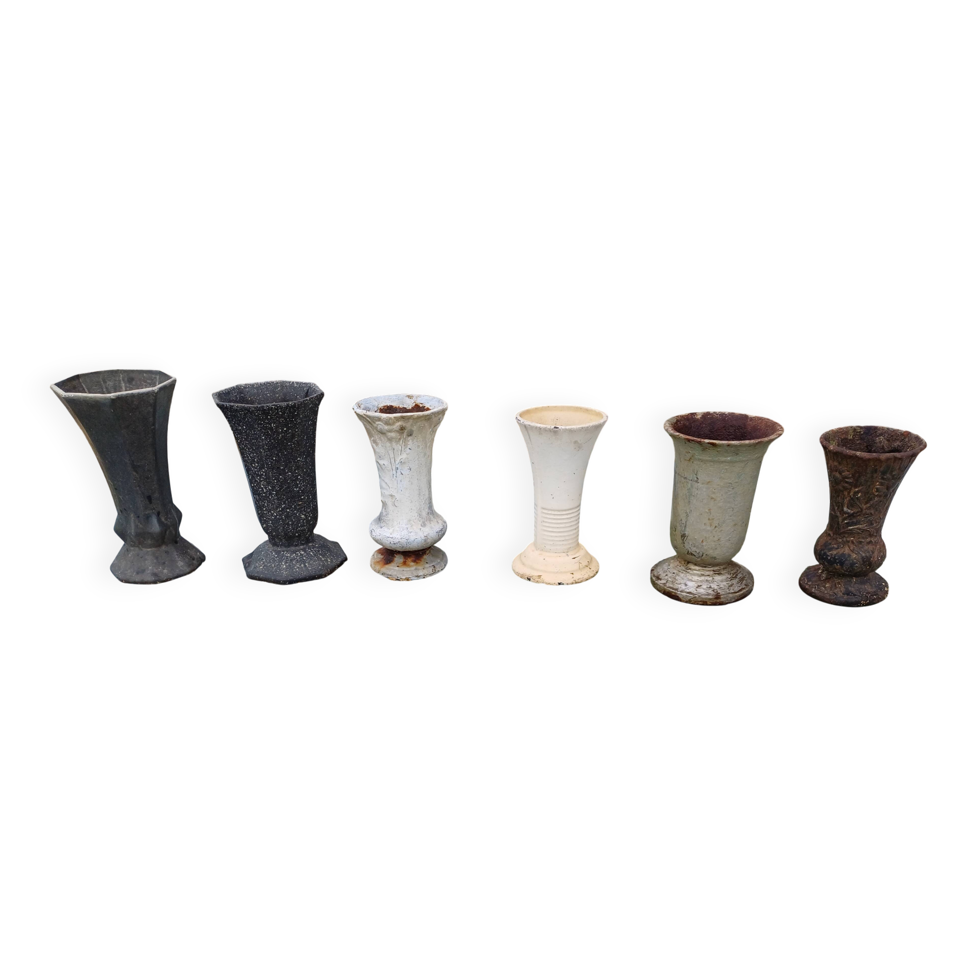 Lot of 6 Cast Iron Vases from 1900 from Charleville-Mézières