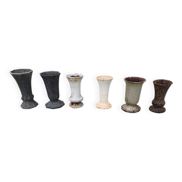 Lot of 6 Cast Iron Vases from 1900 from Charleville-Mézières