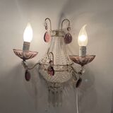 Glass Beaded Sconces Set of 2 1980’s