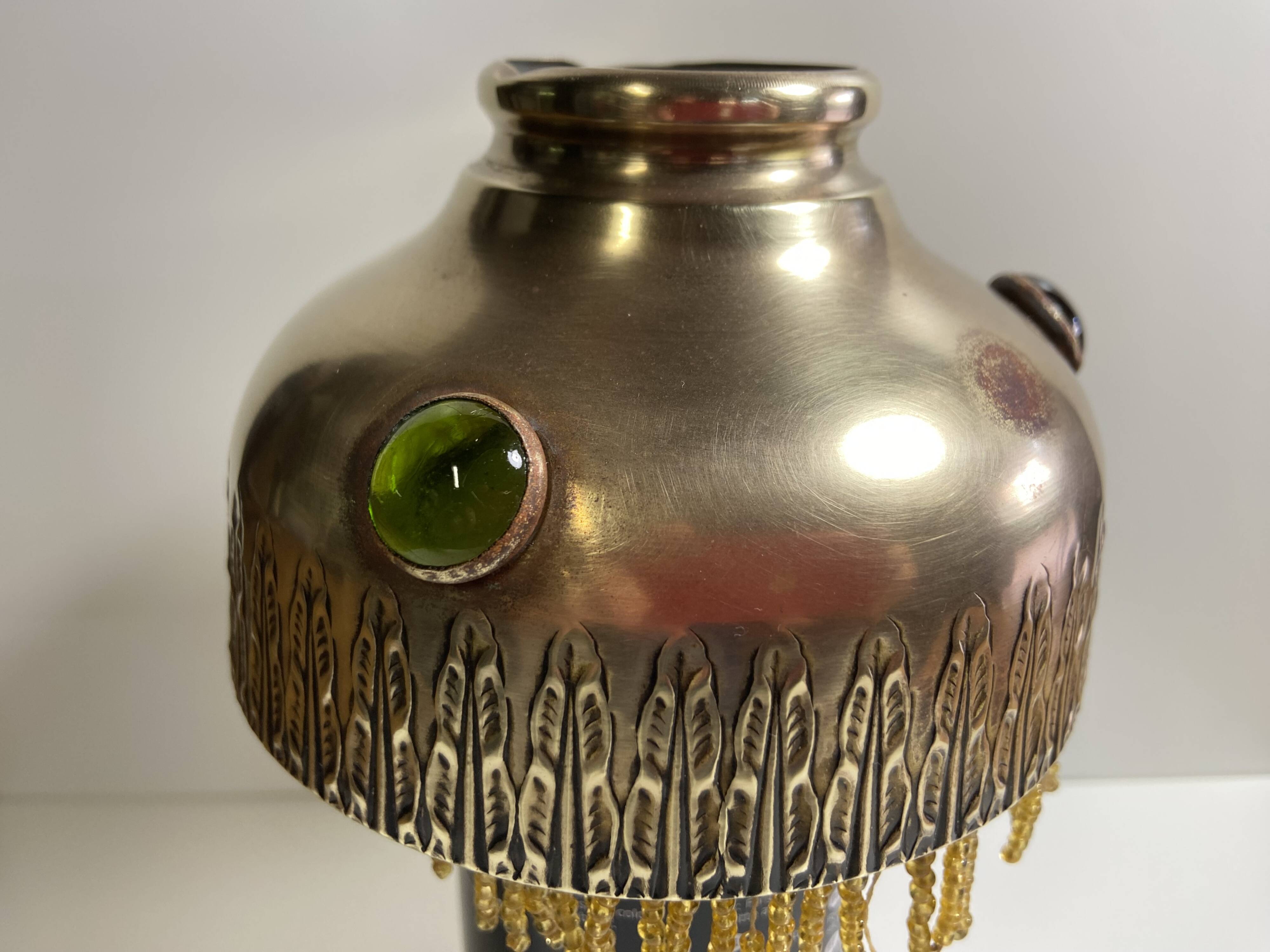 Antique Parisian Lampshade Hat 1900 Brass Cabochons Tassels