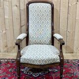 19th century Voltaire armchair in walnut - L=68cm, D=78cm, H=1m07, seat H=40cm.