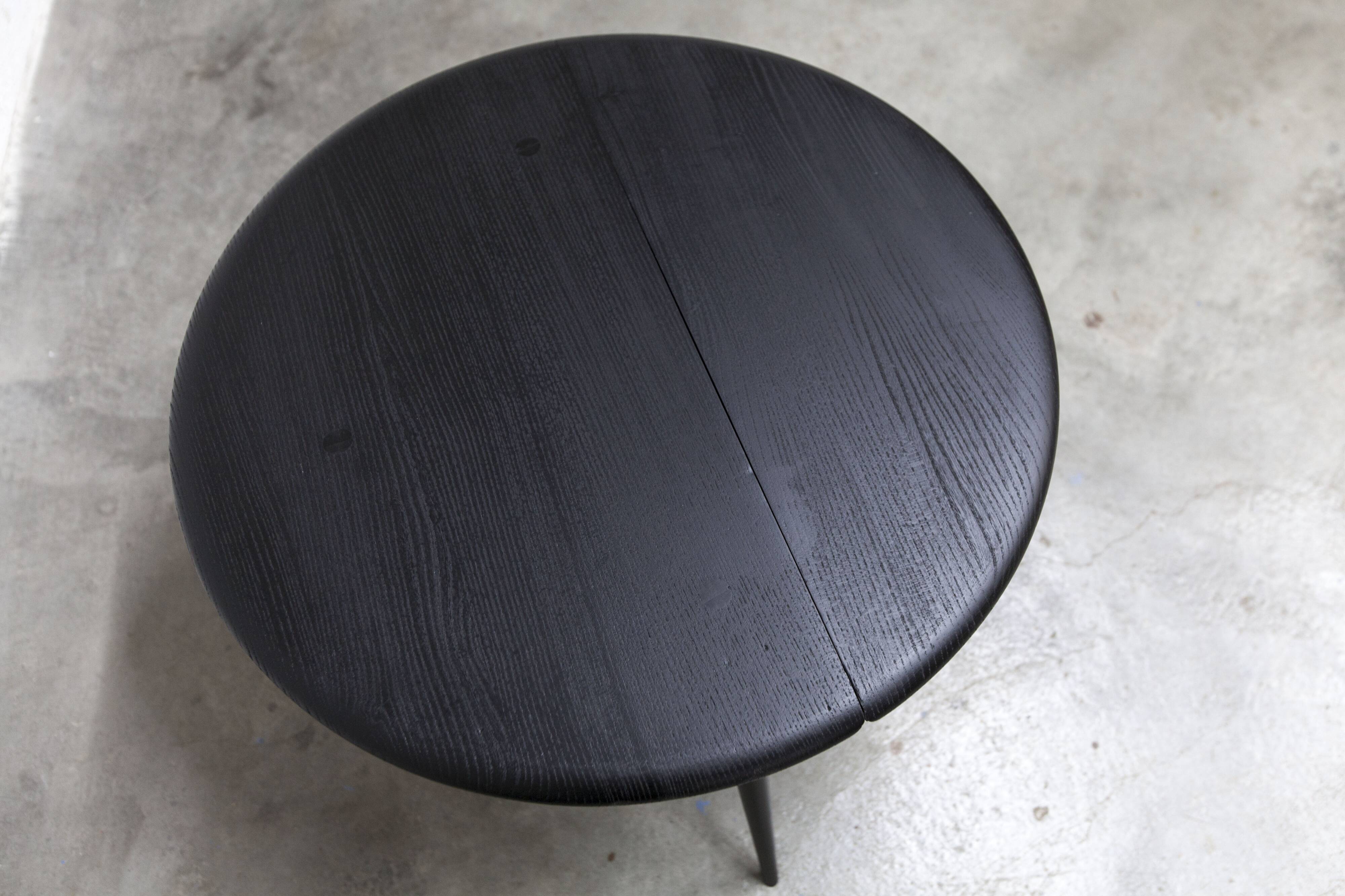 Ercol 1960 model 308 coffee table half-moon matte black