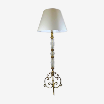 Lampadaire baroque Murano et bois doré