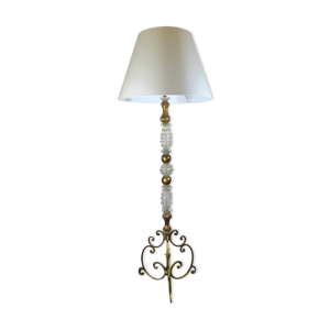 Lampadaire baroque Murano et bois