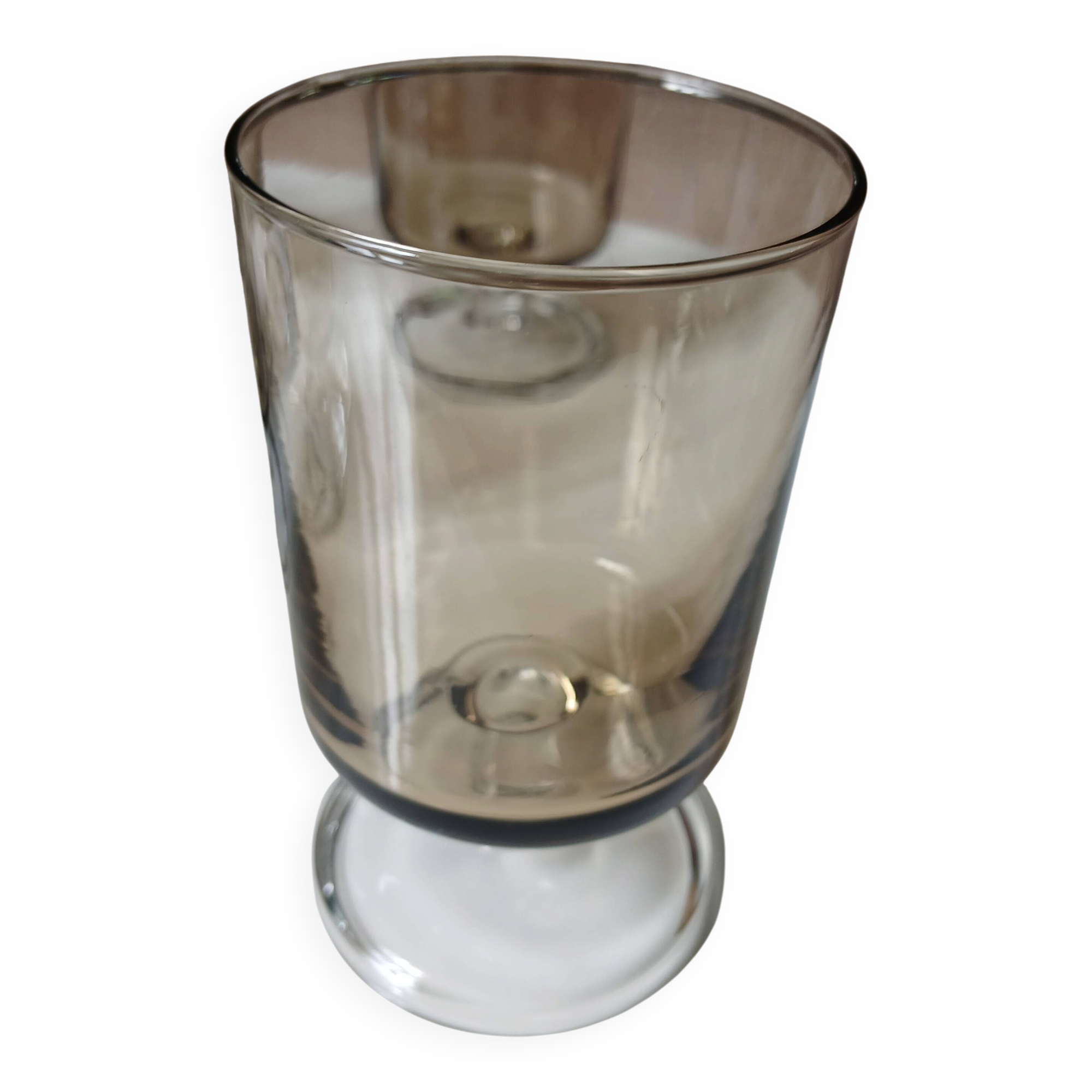 7 vintage stemmed glasses in smoked glass