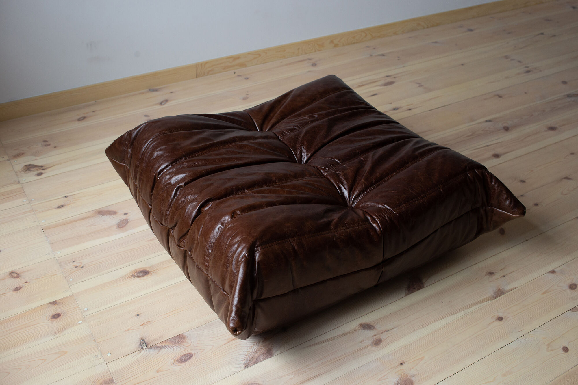 Set of 3 brown leather sofas "Togo" model designed by Michel Ducaroy 1973