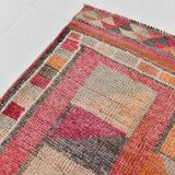 Pink & Red Hallway Vintage Runner Rug, 100x356Cm