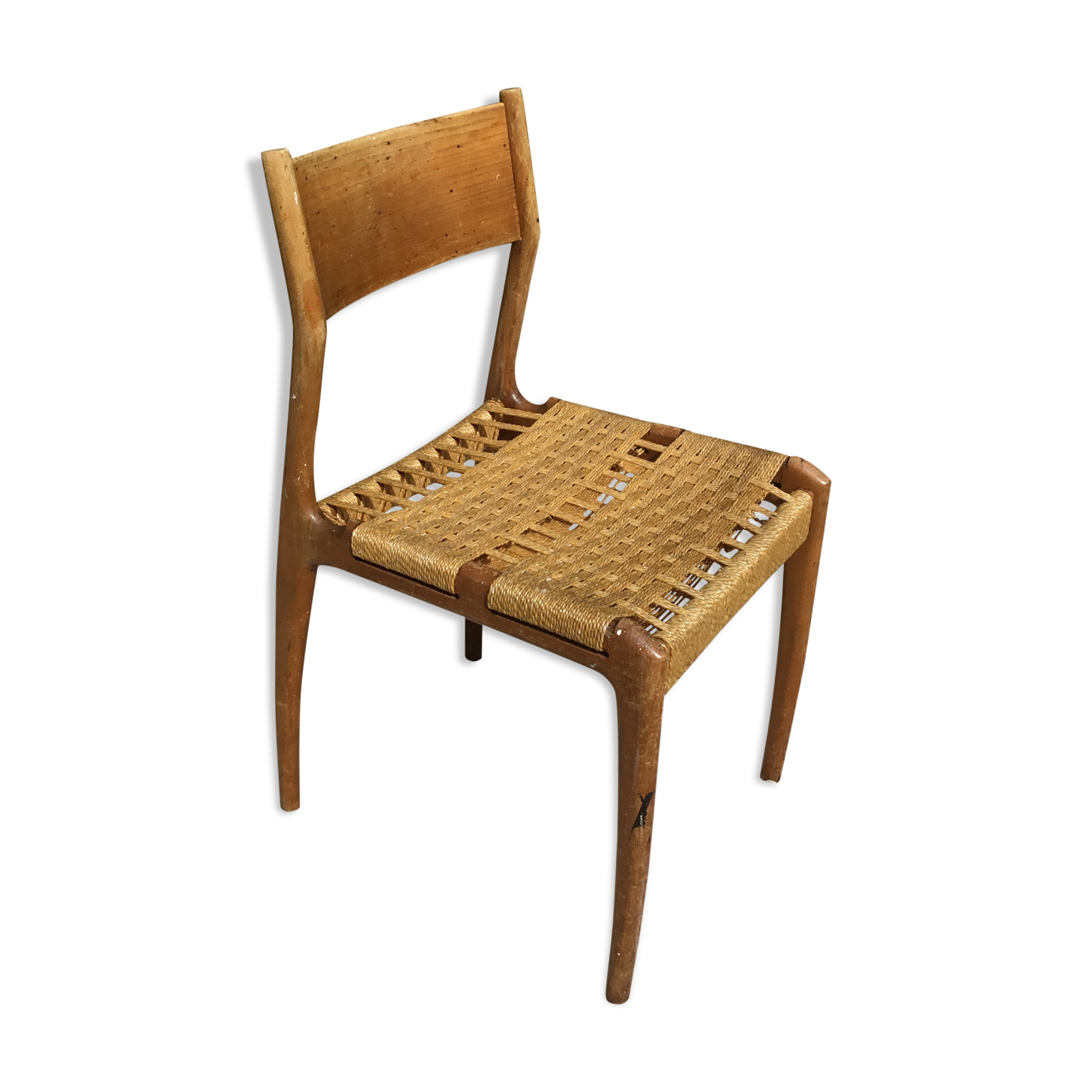 Chaise  bois et corde  italienne 1960