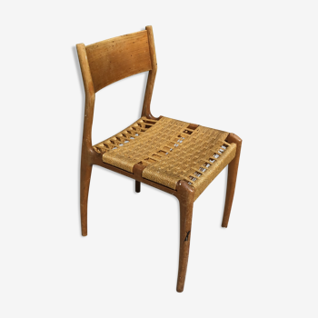 Chaise  bois et corde  italienne 1960