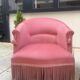 Pink velvet toad armchair