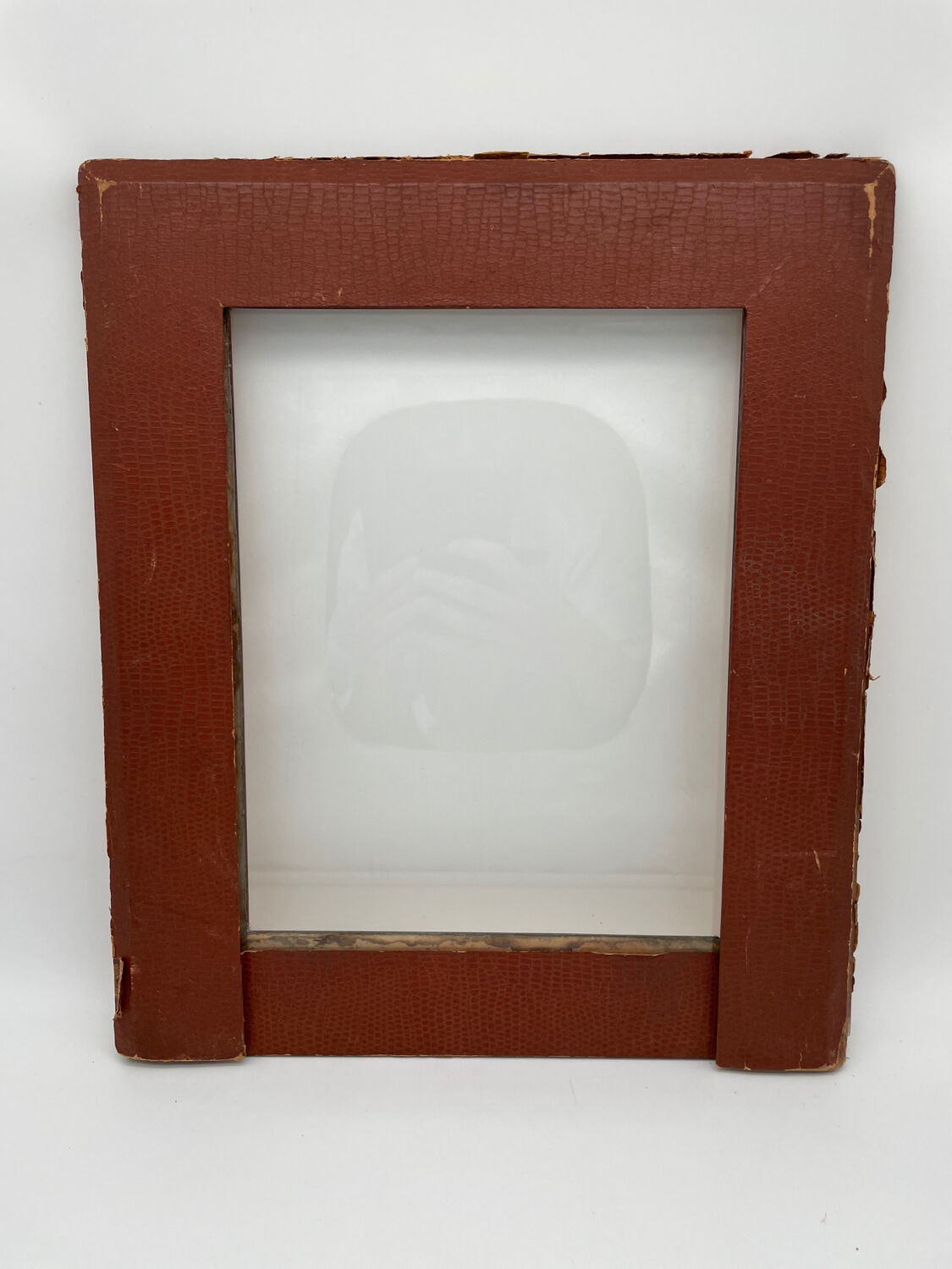 Venetian frame in engraved and bevelled pink glass, flowers, floral, 1950