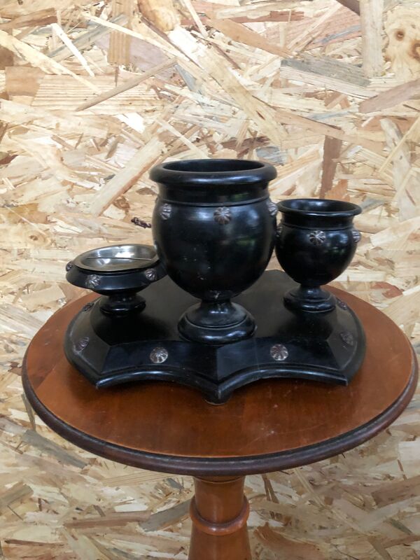 Ancien plateau fumeur napoleon 3 bois ecusson