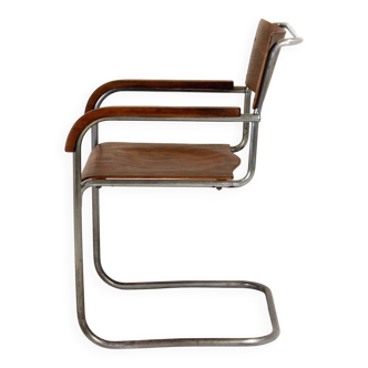 Restored Bauhaus B34 Cantilever Chrome Chair By Marcel Breuer, 1930s