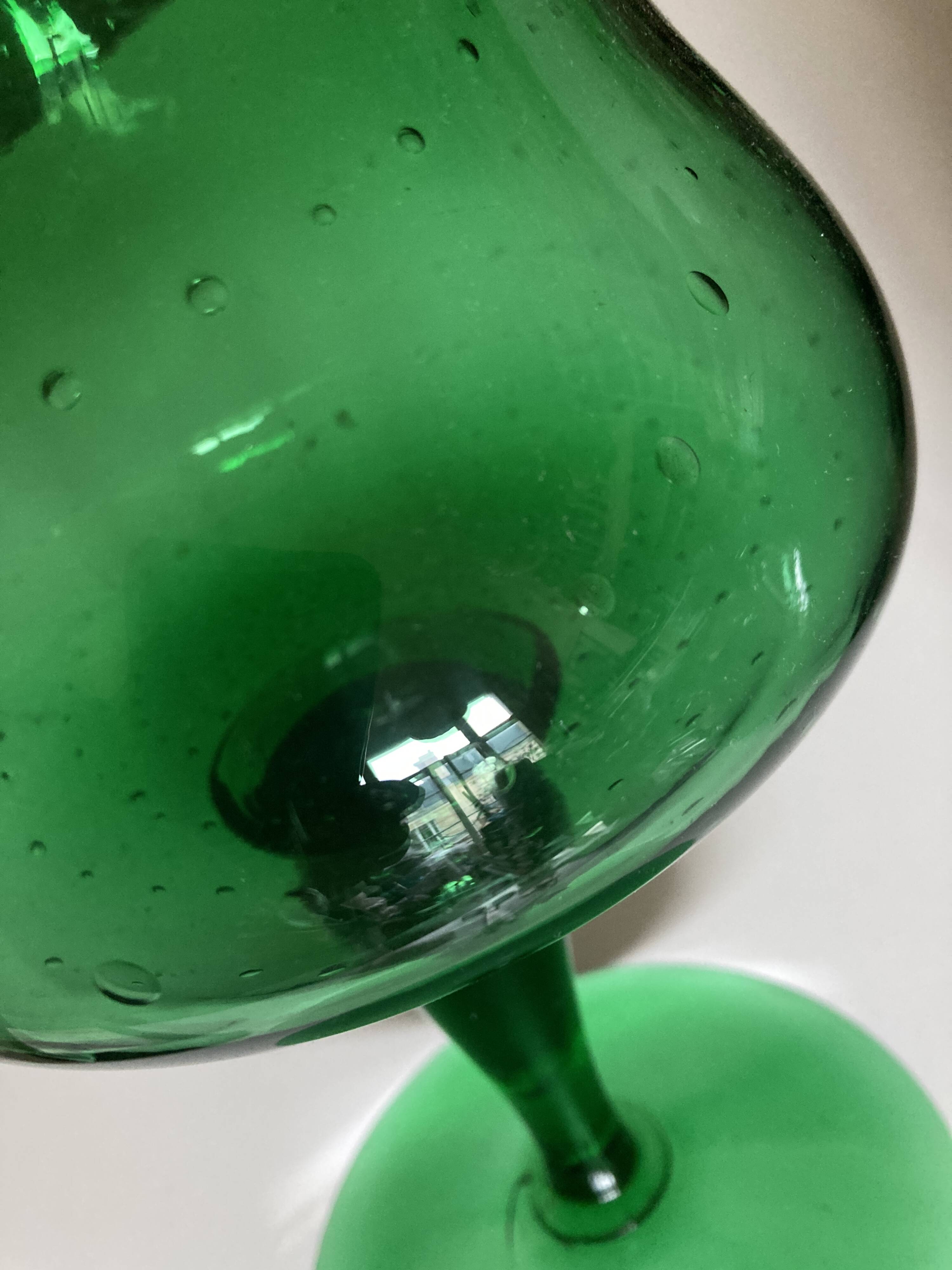 XXL Medici vase in bubbled glass from Empoli, Italian work 1960