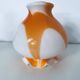 Globe lampshade in orange and white glass, vintage 1970s Space Age.