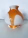Globe lampshade in orange and white glass, vintage 1970s Space Age.